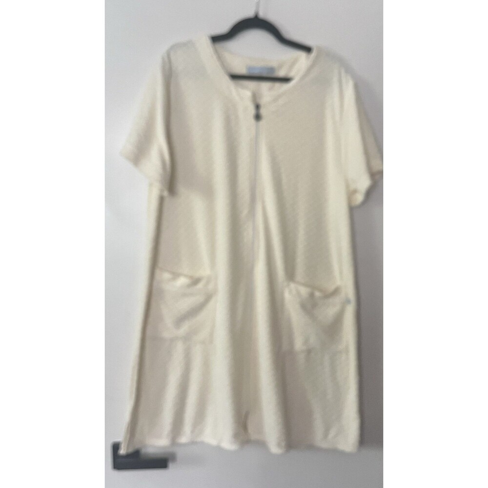 Sunday‎ Brunch Wm's 2-Pocket Butter Yellow Short Sleeve Zip-Up Waffle Weave Robe